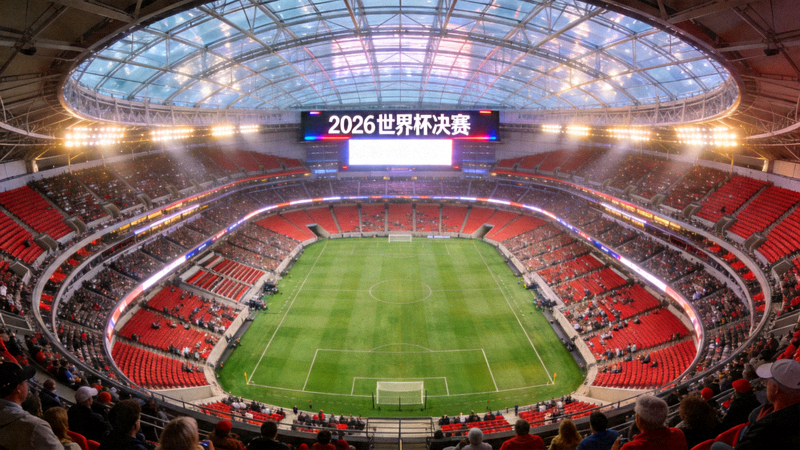 2026年世界杯决赛举办地美国纽约新泽西大都会人寿体育场内部俯瞰图